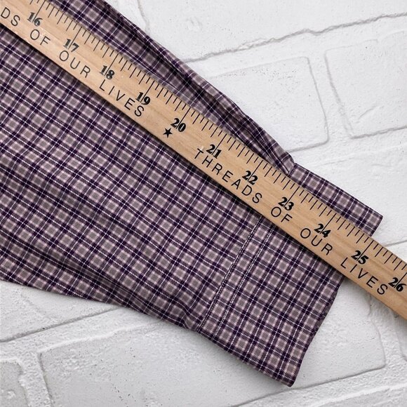 Brooks Brothers Shirt‎ Mens Large Purple Pink Gingham Check Plaid OCBD Non Iron - Picture 6 of 9